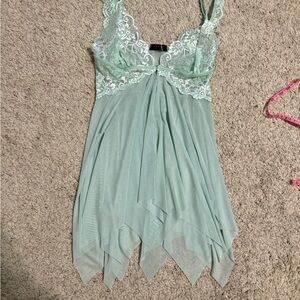 Mint Green Lace Babydoll Dress Fairy Core